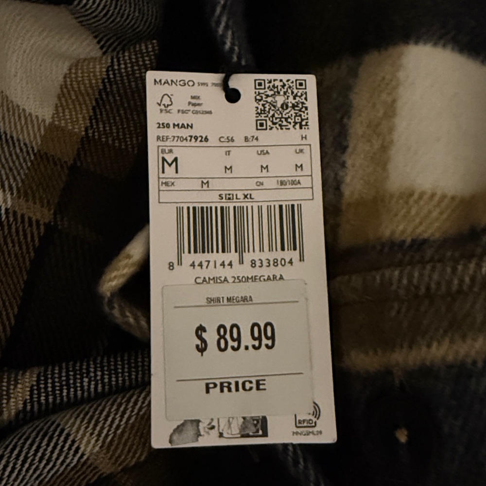 Mango Black and Tan Plaid Flannel Overshirt / Jacket - Picture 2 of 2